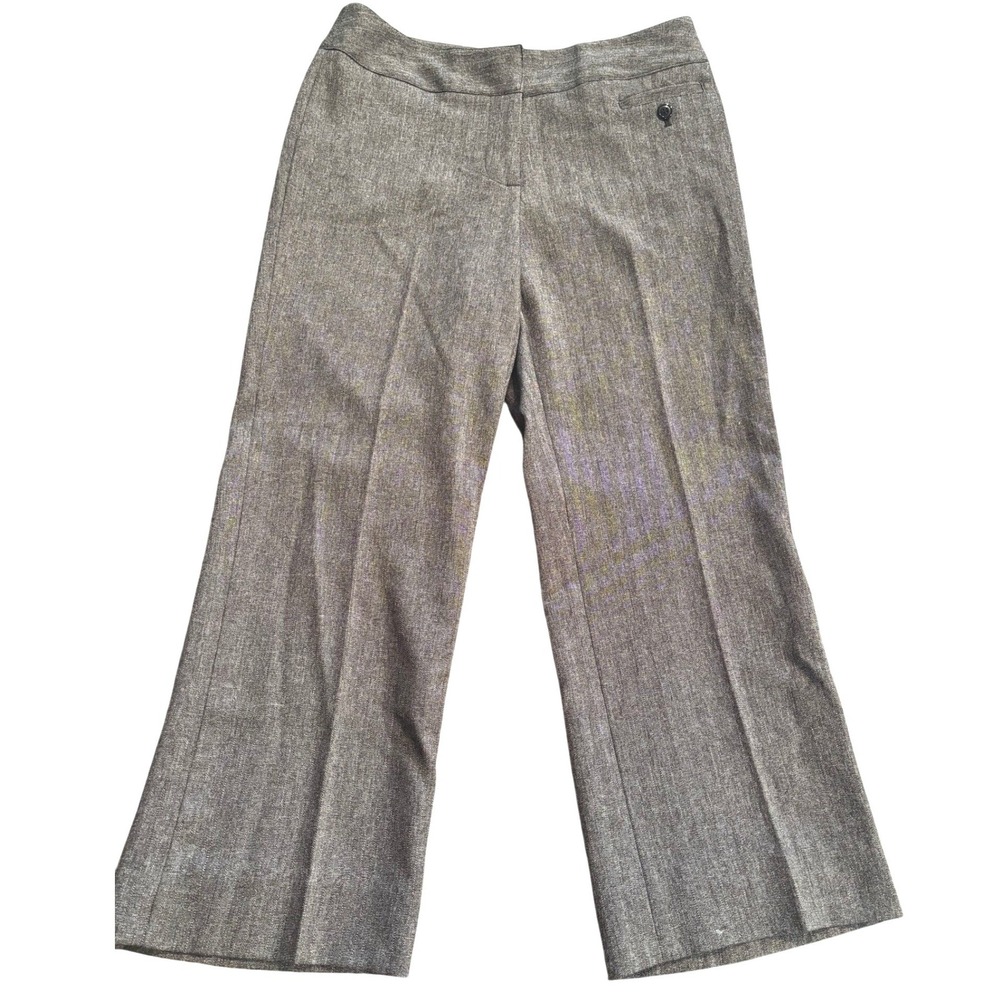Atelier Luxe Gray Herringbone Wide Leg Dress Pants Petite 4P Professional Office